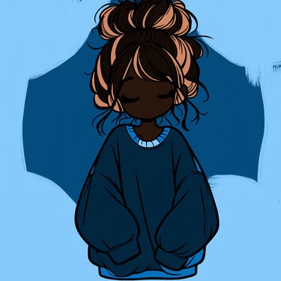 girl with baggy sweatshirt and messy bun