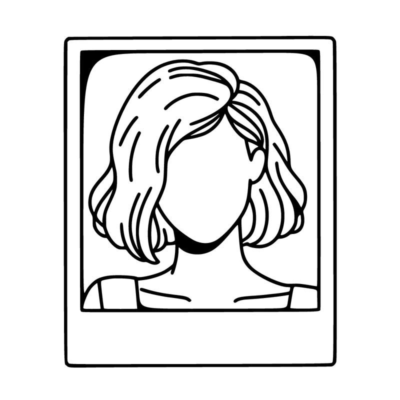 a polaroid portrait of swift's face cut off at the eyes