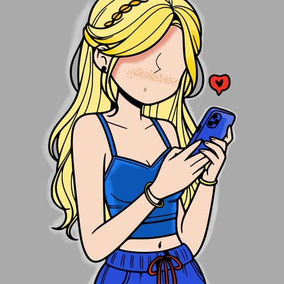 girl with crop top texting on her phone