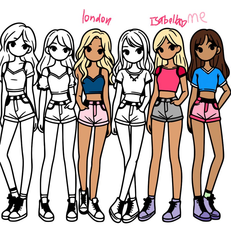 a group of girls wearing crop tops and shorts