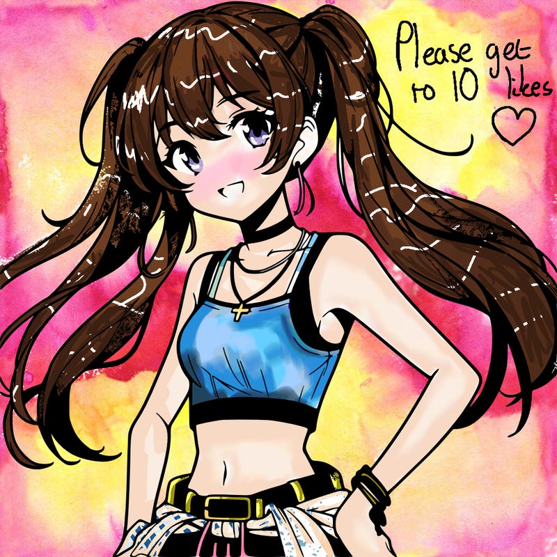 anime girl wearing crop top