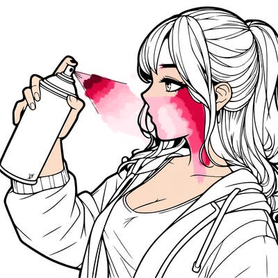 a realistic girl spray, painting
