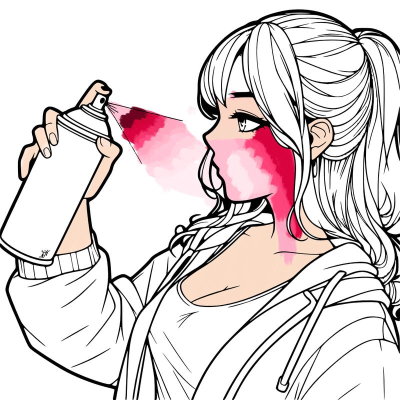a realistic girl spray, painting