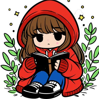 girl in oversized hoodie reading a book