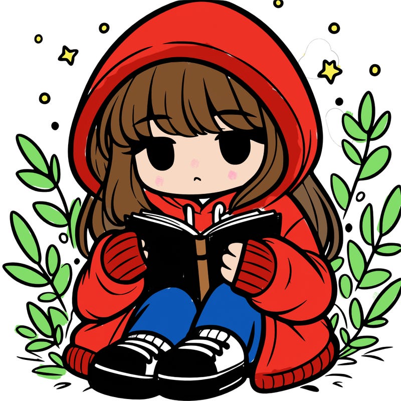 girl in oversized hoodie reading a book