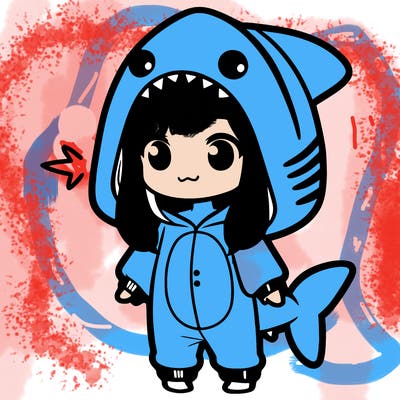 girl in shark onesie