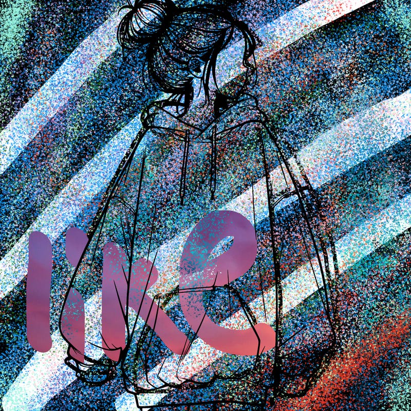 realistic girl with a oversized sweatshirt on and a bun