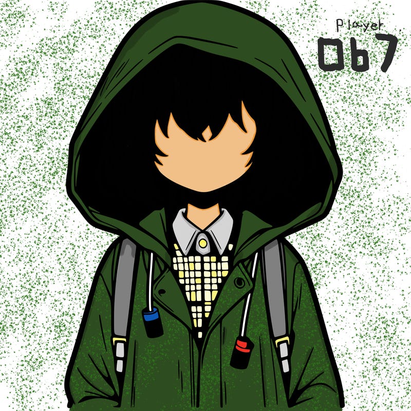 little anime girl in a raincoat her hair is covering her eyes she has a lighter