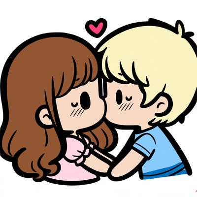 a girl and a boy kissing