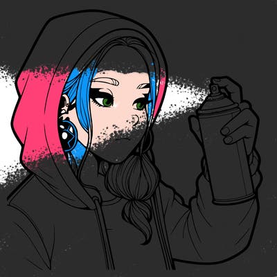 a realistic girl, spray painting