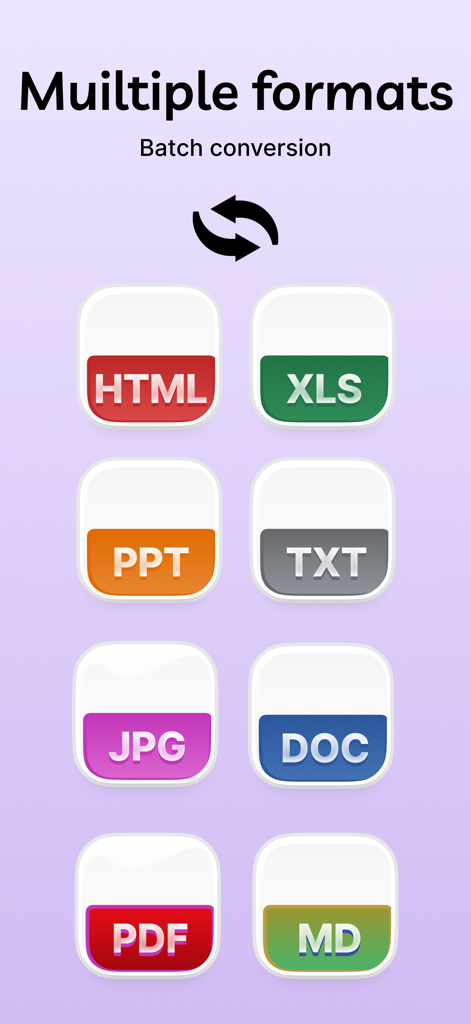 PDF Converter-Local Conversion - Supported file formats for batch conversion including Word Excel and Markdown