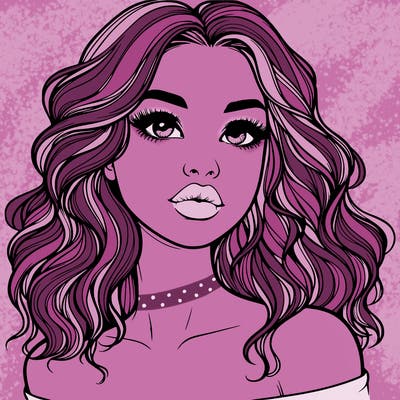 realistic girl with wavy hair and lips