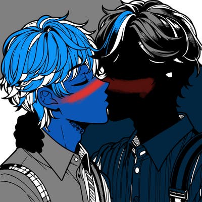 manga boys kissing each other