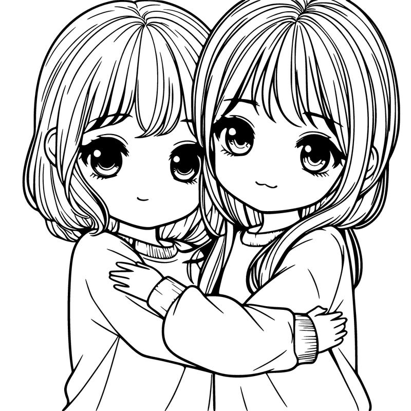2realistic cute girl who hug together