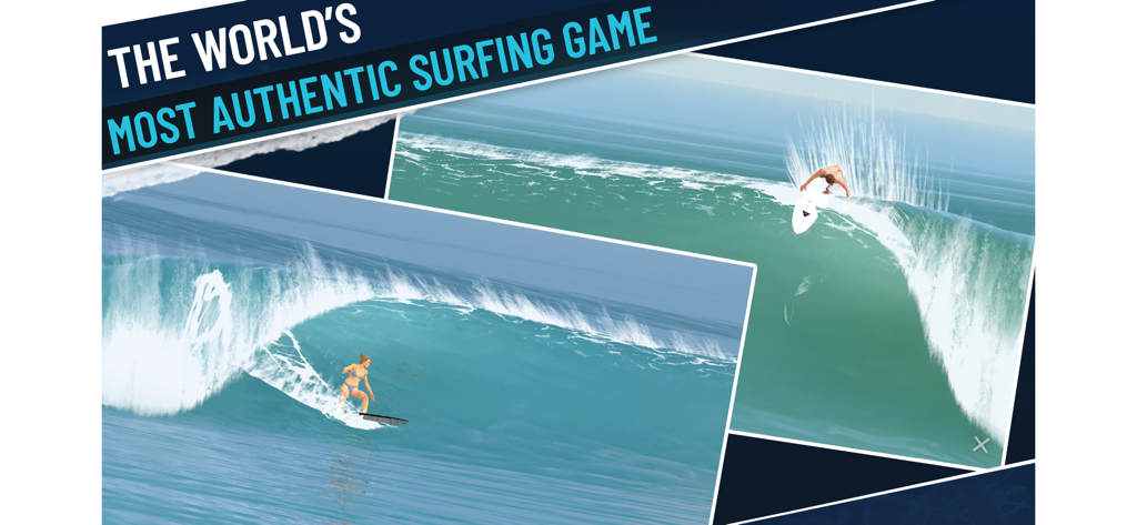 Surfers riding realistic ocean waves in the True Surf simulation mobile game