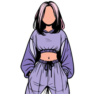 realistic girl faceless with baggy pants and a crop top