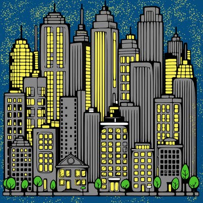 a city with skyscrapers