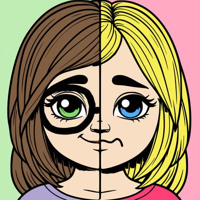 realistic girl split showing masking one half smiling the other sad