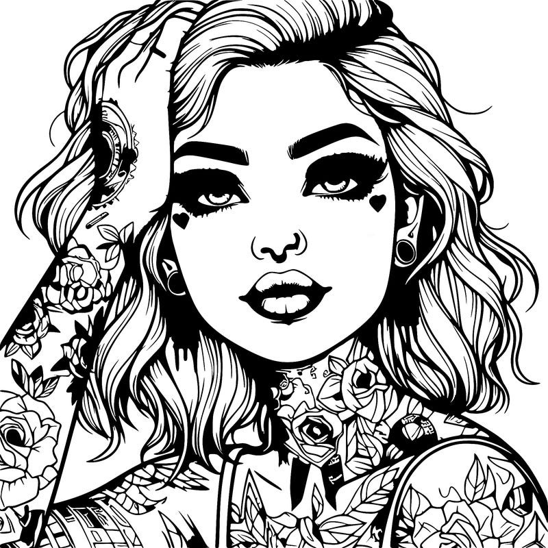 realistic girl with tattoos all over