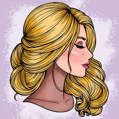 realistic woman's head & hair