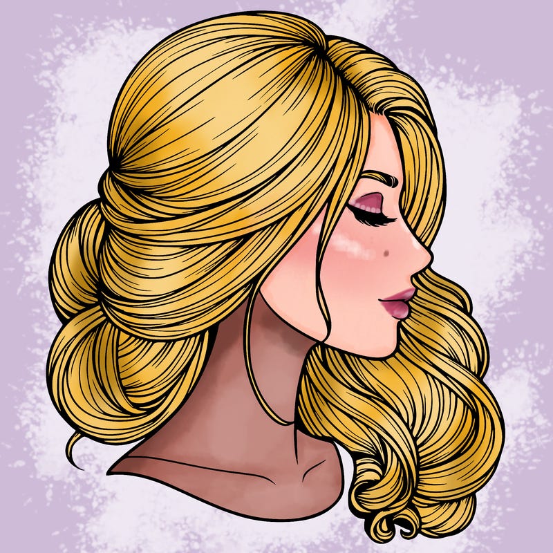 realistic woman's head & hair
