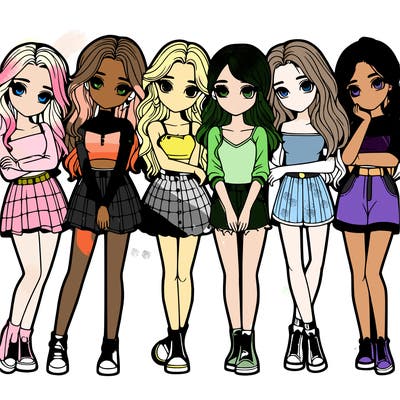 a group of girls realistic