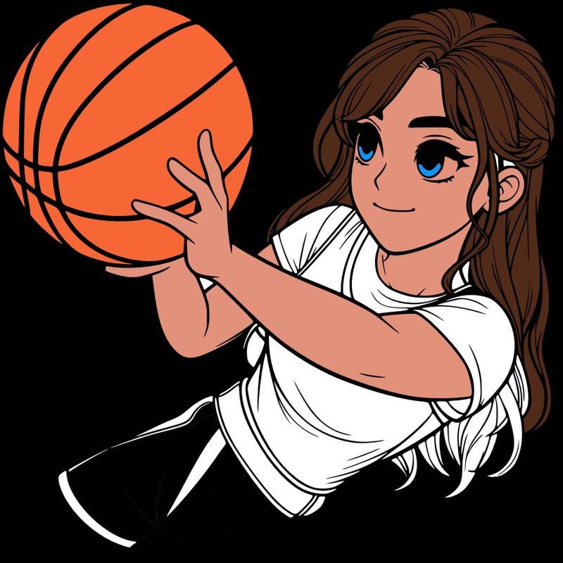realistic girl playing basketball