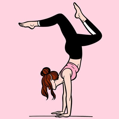 a woman doing a handstand