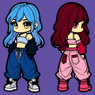 girl in crop top and baggy pants