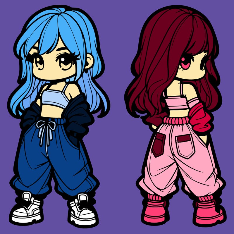 girl in crop top and baggy pants