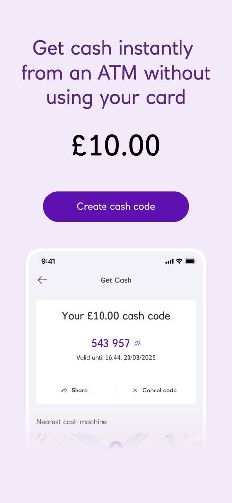 NatWest International app showing cardless ATM withdrawal feature