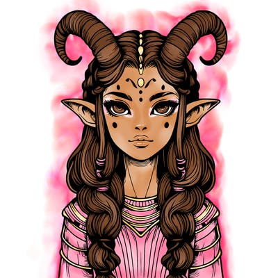 realistic alien girl with horns