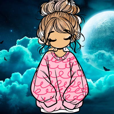 girl with baggy sweatshirt and messy bun