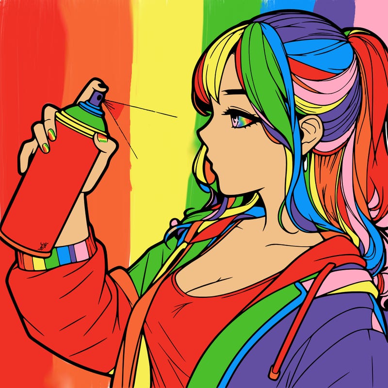 a realistic girl spray, painting