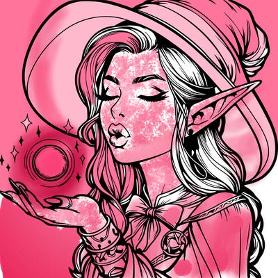 realistic elf casting a spell with lips