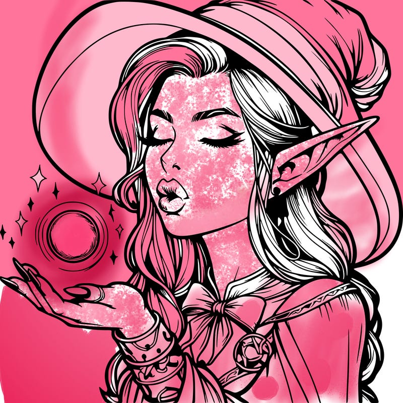realistic elf casting a spell with lips