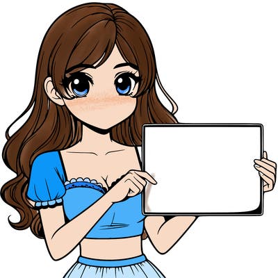 realistic pretty girl holding blank sign
