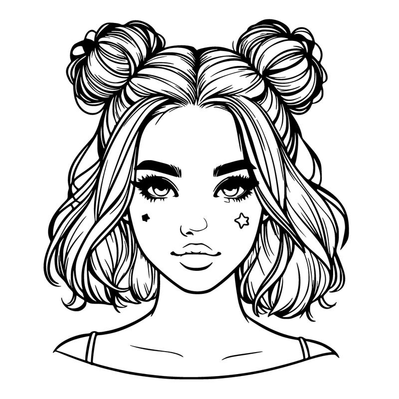 realistic girl with space buns