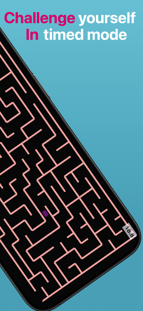 Maze Master: Brain Training - Interface do jogo Maze Master mostrando um desafio de labirinto cronometrado em um celular.