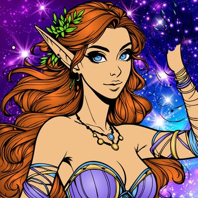realistic elven woman glow magic wild chaos