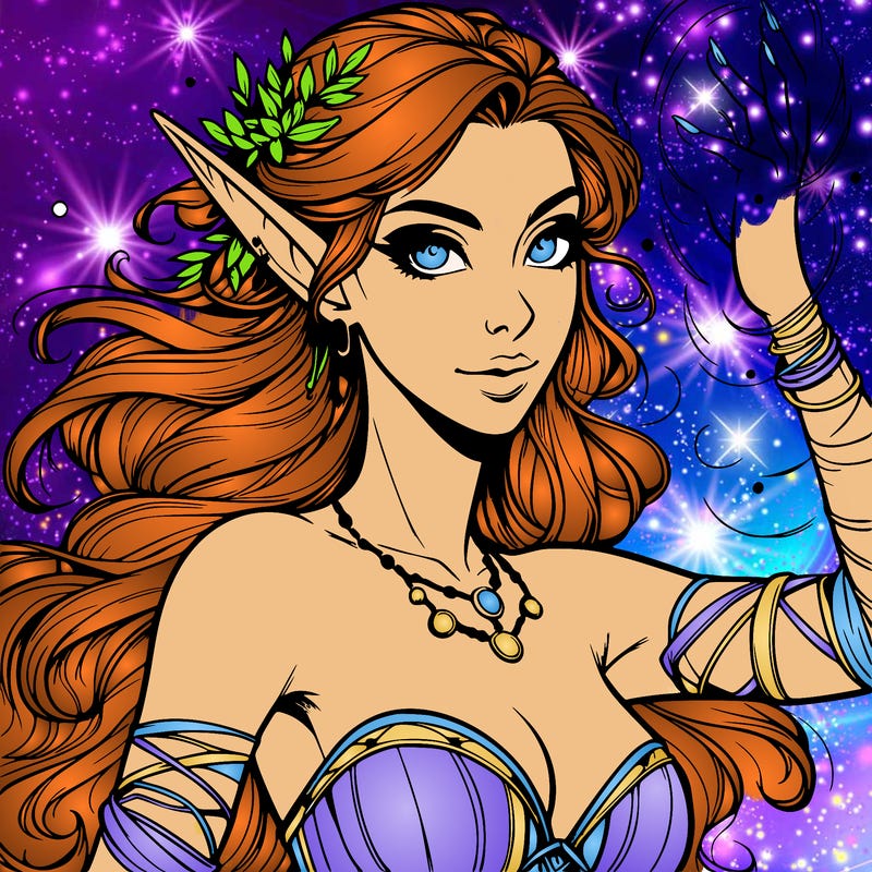 realistic elven woman glow magic wild chaos