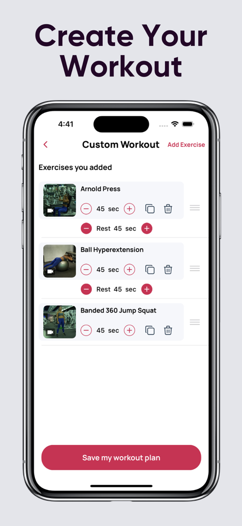 Big Butt & Leg Workout Planner - Una pantalla móvil que muestra el creador de rutinas personalizadas en la aplicación Big Butt and Leg Workout
