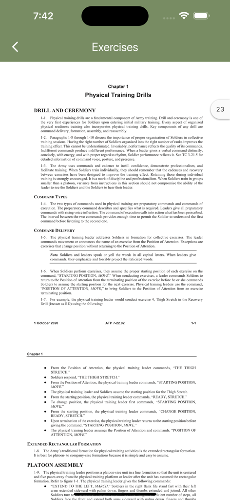 Army Fitness - Physical training drills and ceremony reference from the official army manual within the app