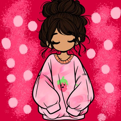 girl with baggy sweatshirt and messy bun