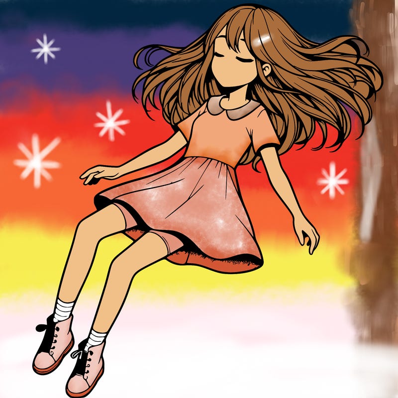 realistic girl floating