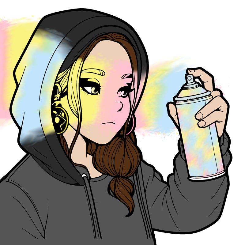 a realistic girl, spray painting
