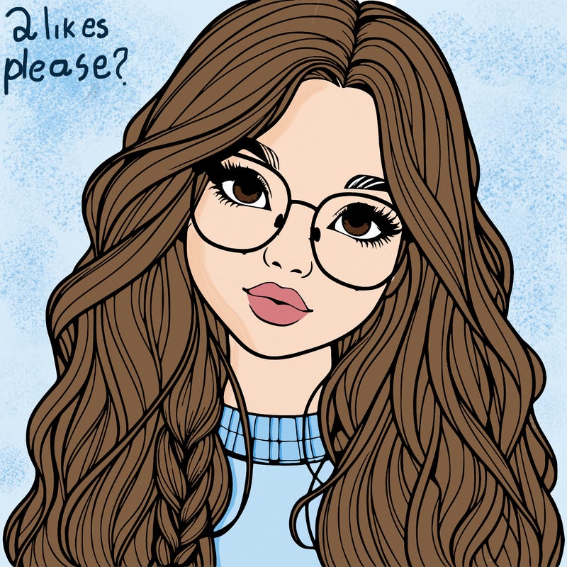 girl with long hair and freckles and glasses realistic