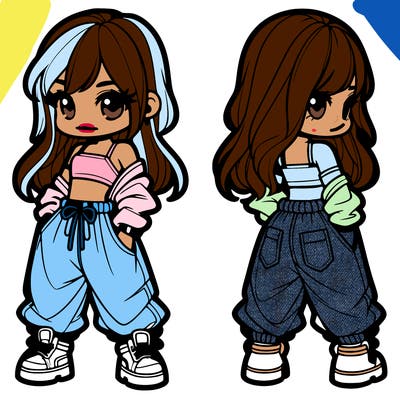 girl in crop top and baggy pants