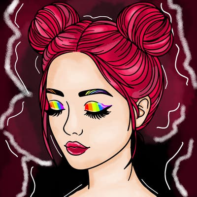 woman with hair buns