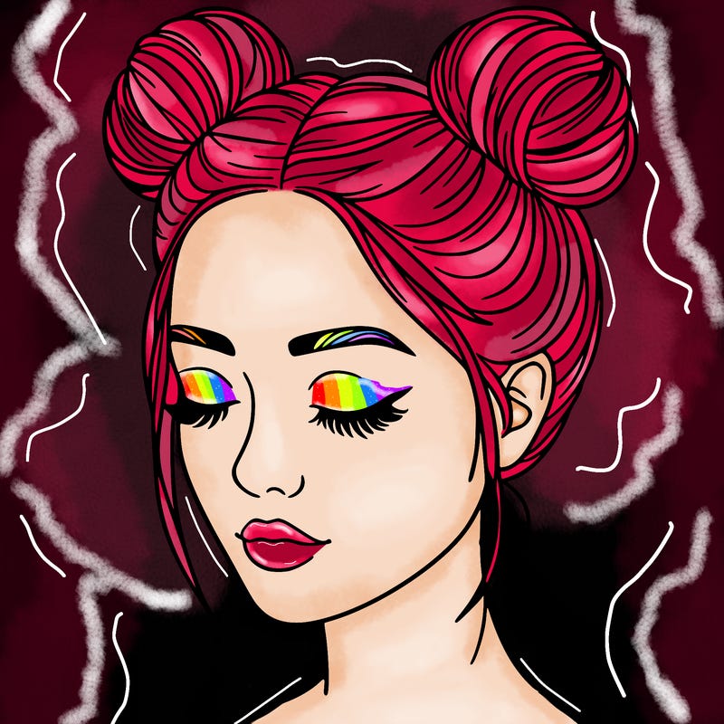 woman with hair buns